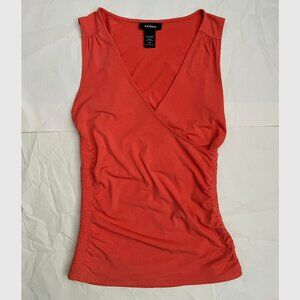 Express Women's Fitted V-Neck Top Sleeveless Orange Size M